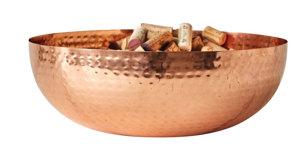 Home Accessories - Round Metal Bowl with Copper Finish