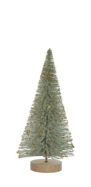Christmas - Bottle Brush Tree w/MDF base, Aqua w/Gold Glitter